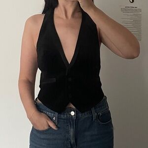 Express velvet tuxedo halter neck vest
